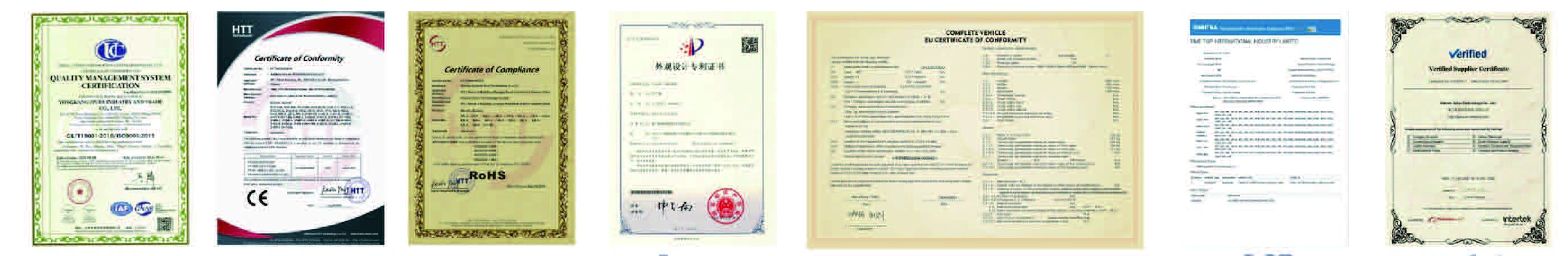 ISO 9001, CE, RoHS, Patent, EEC/COC, DOT and Verified documents reproduced from the supplied 3PLUS catalog